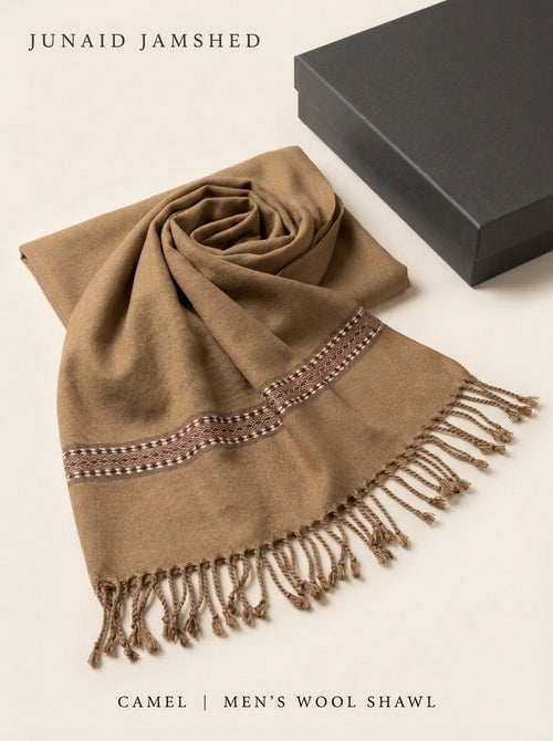 J. men's wool shawl in camel