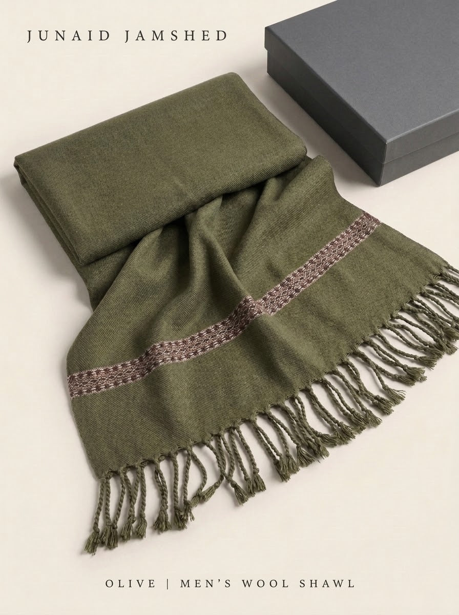 J. men's wool shawl in olive
