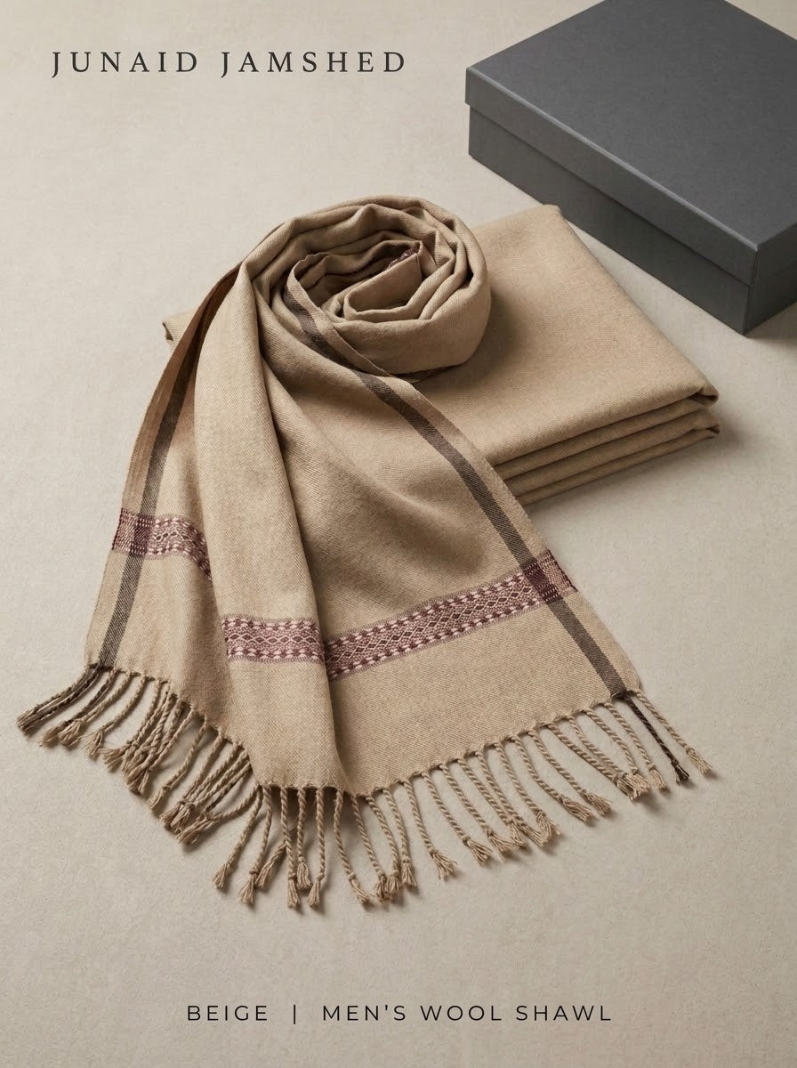 J. men's wool shawl in beige
