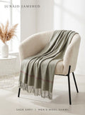 J. men's wool shawl in sage grey