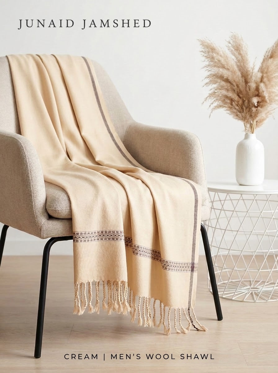 J. men's wool shawl in cream